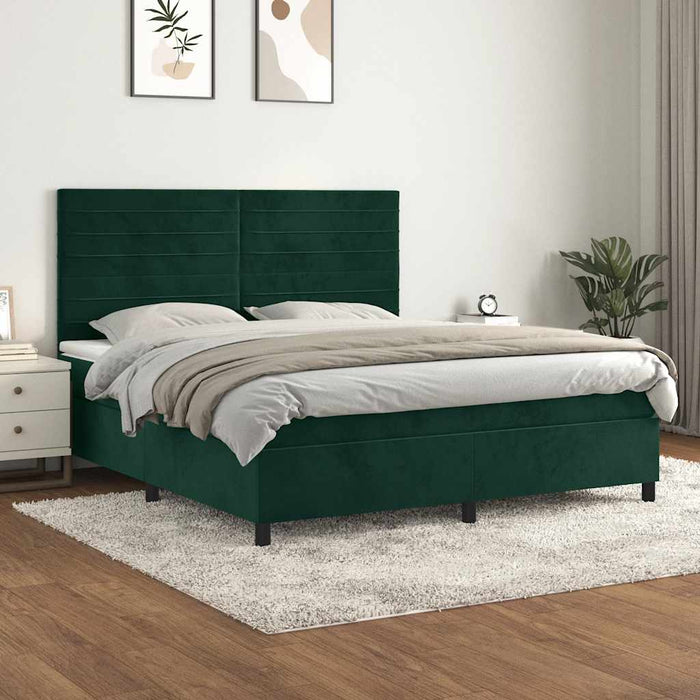 Pat box spring cu saltea, verde închis, 180x200 cm, catifea - WALTI WALTI