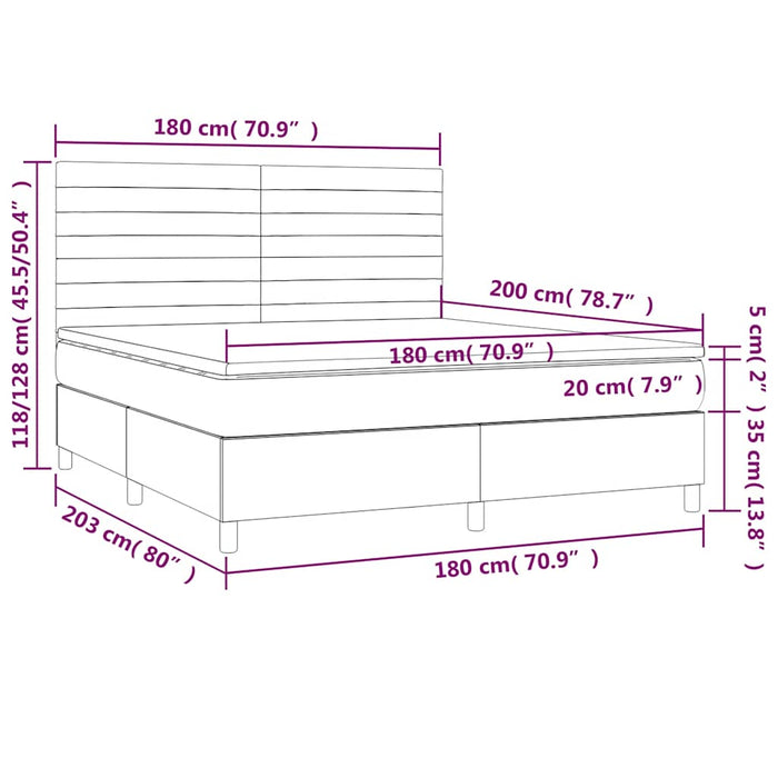 Pat box spring cu saltea, albastru închis, 180x200 cm, catifea - WALTI WALTI