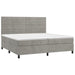 Pat box spring cu saltea, gri deschis, 200x200 cm, catifea - WALTI WALTI