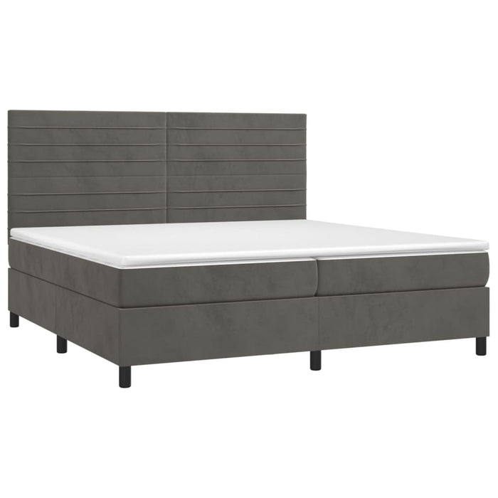 Pat box spring cu saltea, gri închis, 200x200 cm, catifea - WALTI WALTI