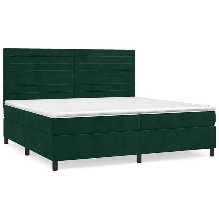 Pat box spring cu saltea, verde închis, 200x200 cm, catifea - WALTI WALTI