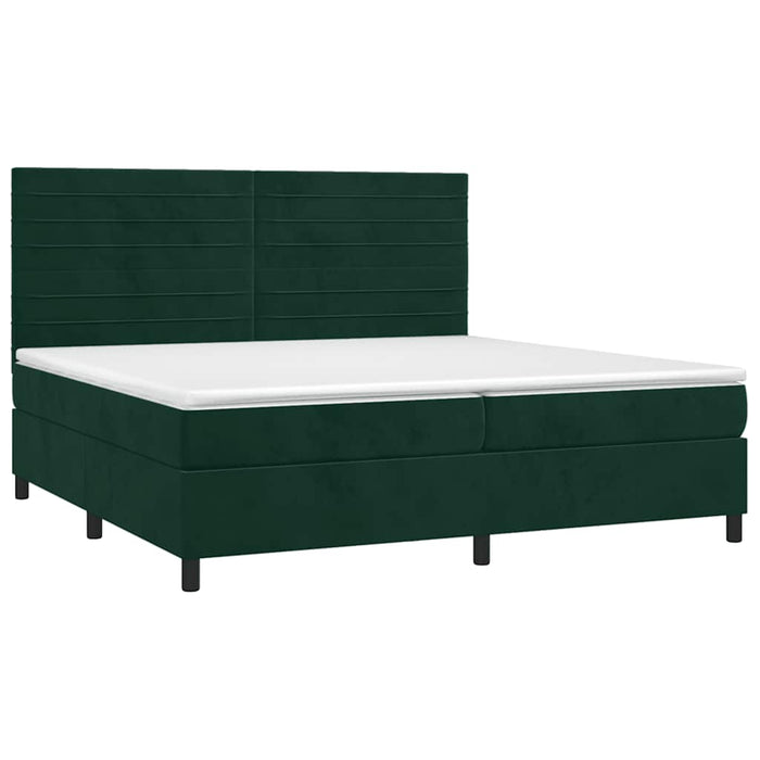 Pat box spring cu saltea, verde închis, 200x200 cm, catifea - WALTI WALTI