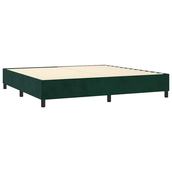 Pat box spring cu saltea, verde închis, 200x200 cm, catifea - WALTI WALTI