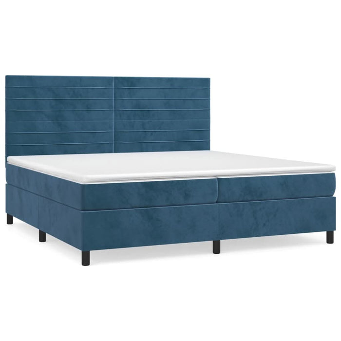 Pat box spring cu saltea, albastru închis, 200x200 cm, catifea - WALTI WALTI