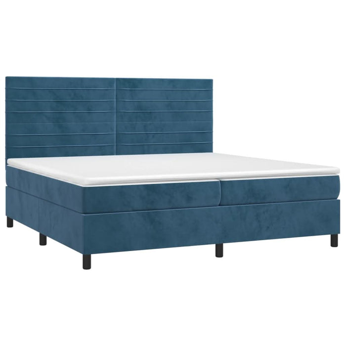 Pat box spring cu saltea, albastru închis, 200x200 cm, catifea - WALTI WALTI