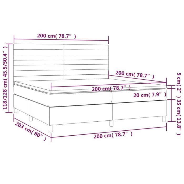Pat box spring cu saltea, albastru închis, 200x200 cm, catifea - WALTI WALTI