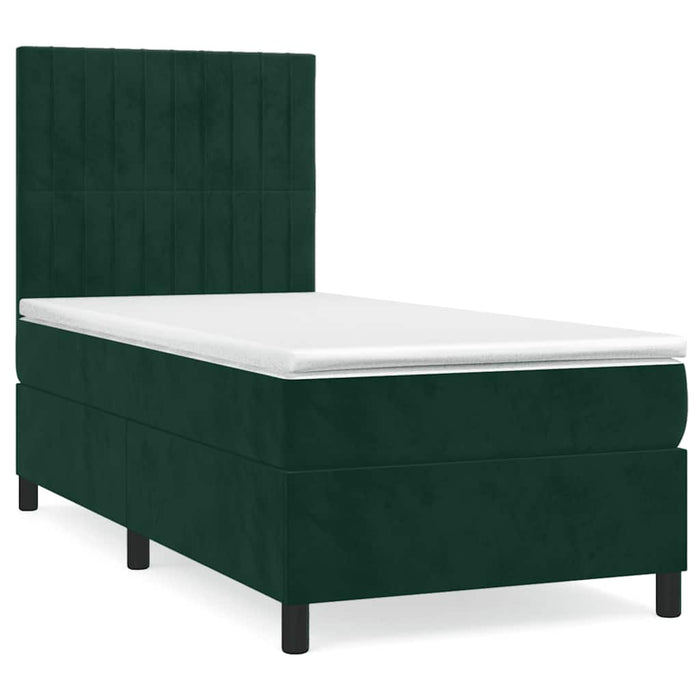 Pat box spring cu saltea, verde închis, 80x200 cm, catifea - WALTI WALTI