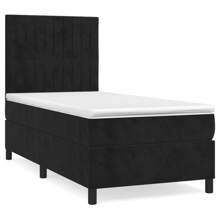 Pat box spring cu saltea, negru, 90x190 cm, catifea - WALTI WALTI