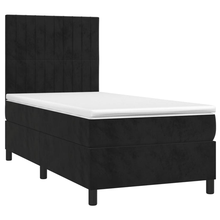 Pat box spring cu saltea, negru, 90x190 cm, catifea - WALTI WALTI