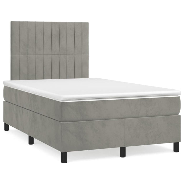 Pat box spring cu saltea, gri deschis, 120x200 cm, catifea - WALTI WALTI