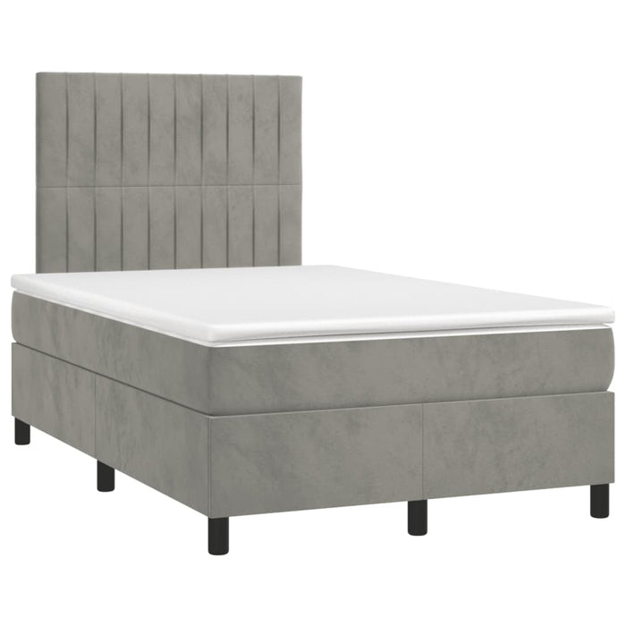 Pat box spring cu saltea, gri deschis, 120x200 cm, catifea - WALTI WALTI
