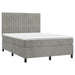 Pat box spring cu saltea, gri deschis, 140x200 cm, catifea - WALTI WALTI