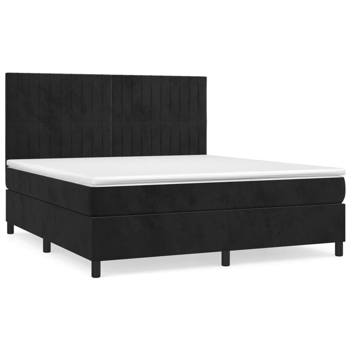 Pat box spring cu saltea, negru, 180x200 cm, catifea WALTI