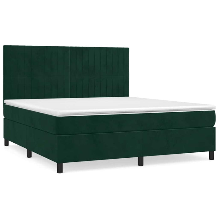 Pat box spring cu saltea, verde închis, 180x200 cm, catifea - WALTI WALTI