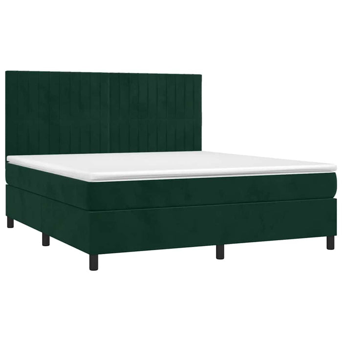 Pat box spring cu saltea, verde închis, 180x200 cm, catifea - WALTI WALTI