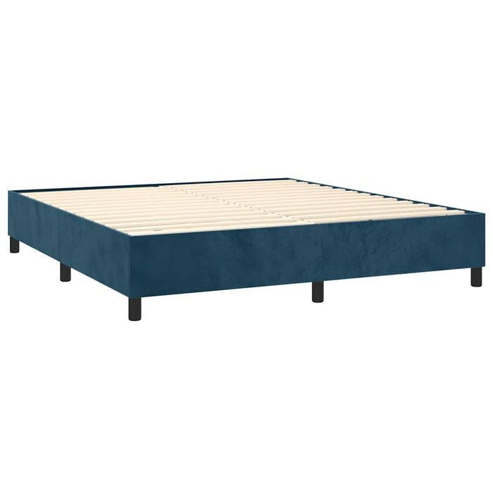 Pat box spring cu saltea, albastru închis, 180x200 cm, catifea WALTI