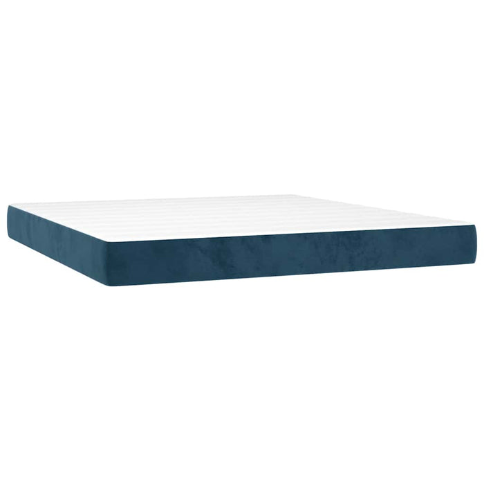 Pat box spring cu saltea, albastru închis, 180x200 cm, catifea WALTI