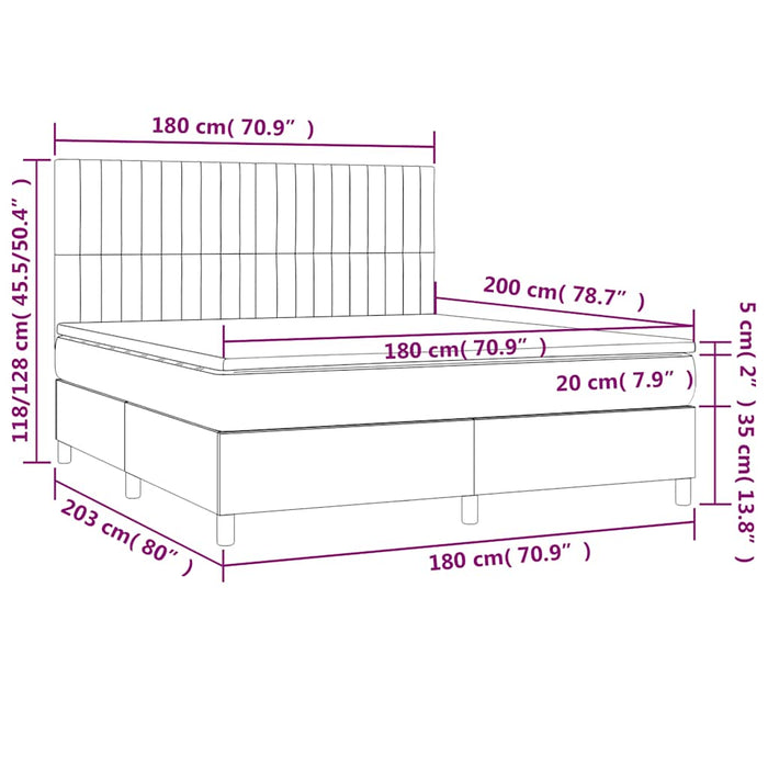 Pat box spring cu saltea, albastru închis, 180x200 cm, catifea WALTI
