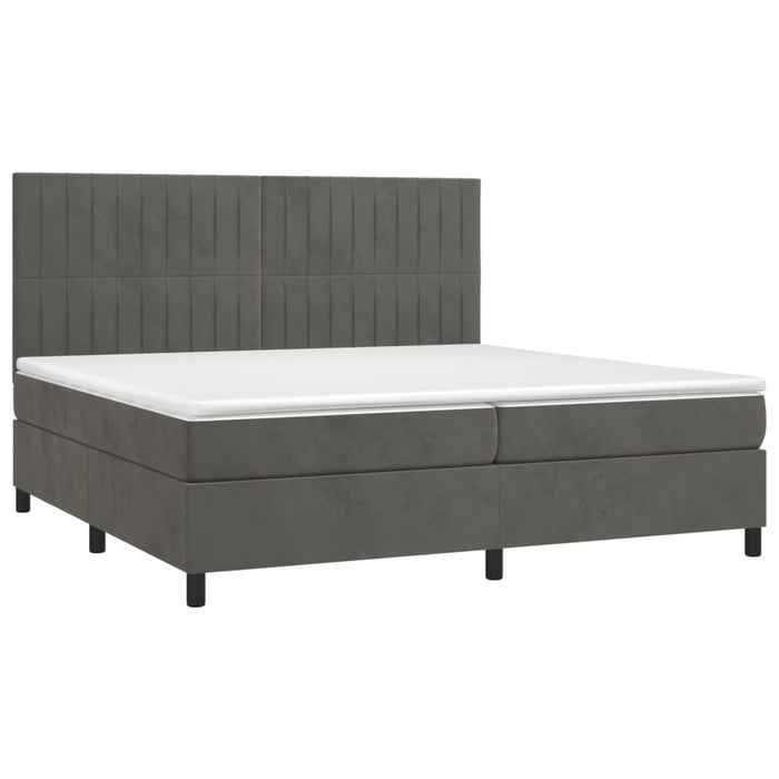 Pat box spring cu saltea, gri închis, 200x200 cm, catifea - WALTI WALTI