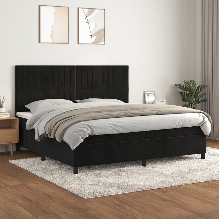 Pat box spring cu saltea, negru, 200x200 cm, catifea - WALTI WALTI