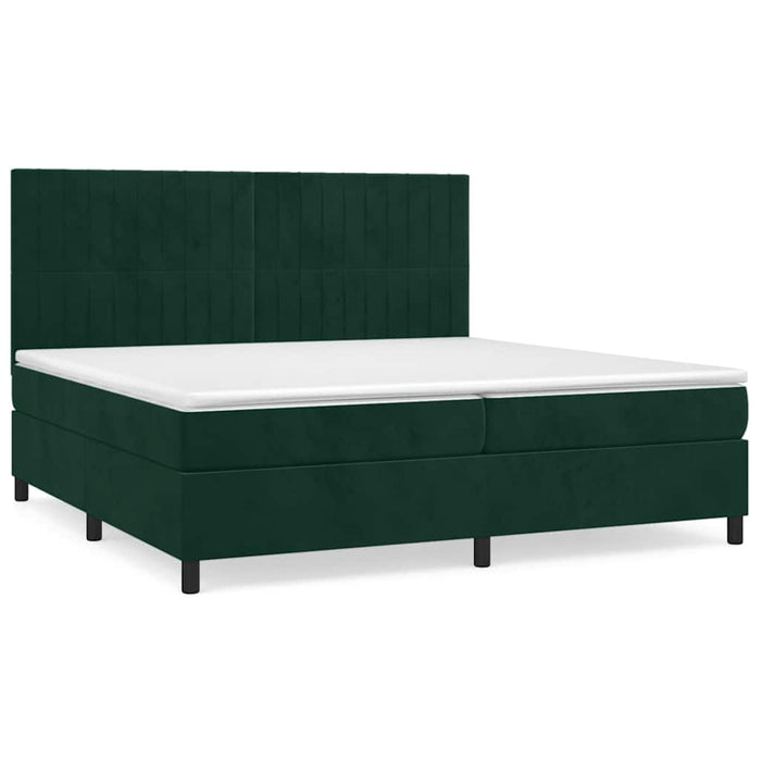 Pat box spring cu saltea, verde închis, 200x200 cm, catifea - WALTI WALTI