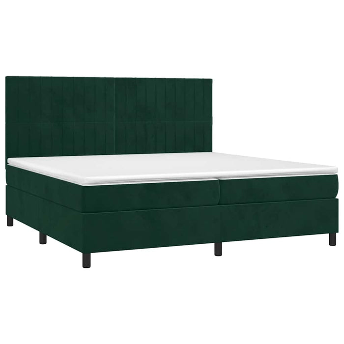 Pat box spring cu saltea, verde închis, 200x200 cm, catifea - WALTI WALTI