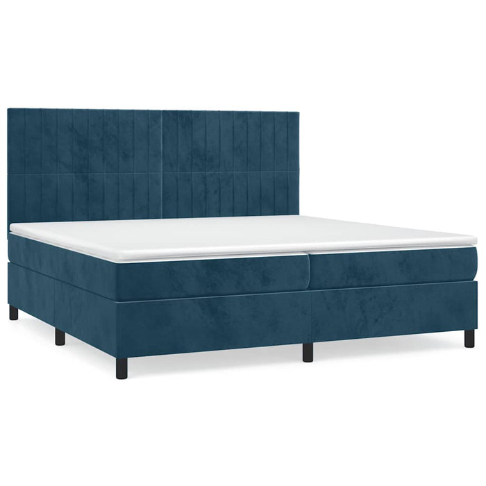 Pat box spring cu saltea, albastru închis, 200x200 cm, catifea - WALTI WALTI