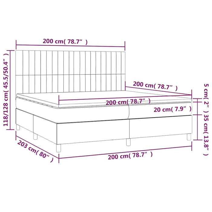 Pat box spring cu saltea, albastru închis, 200x200 cm, catifea - WALTI WALTI