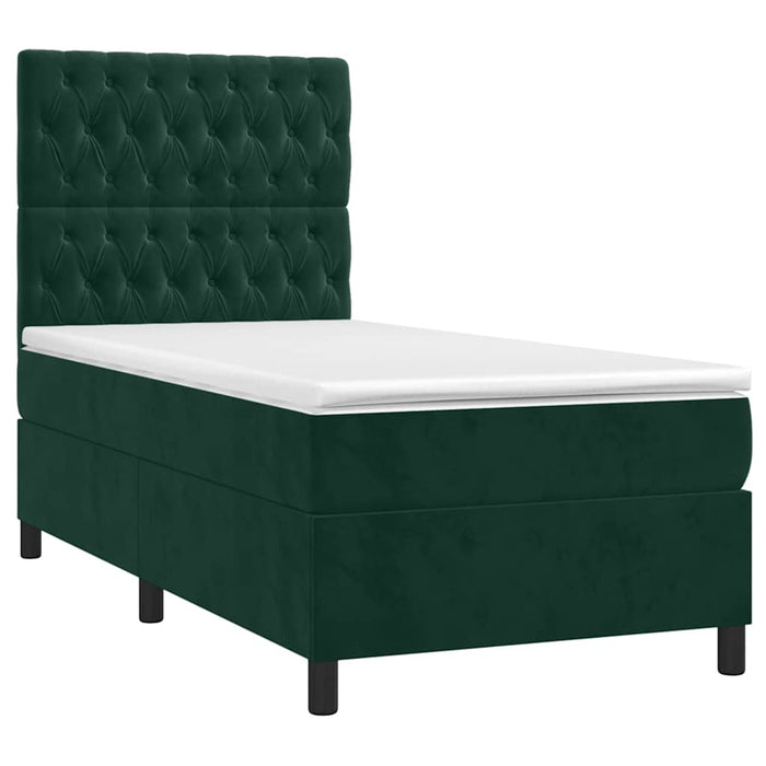 Pat box spring cu saltea, verde închis, 90x190 cm, catifea - WALTI WALTI