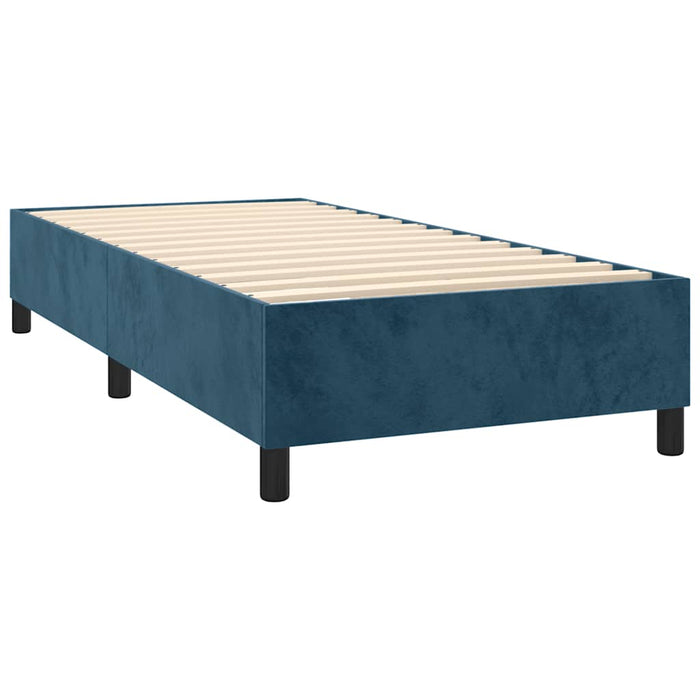 Pat box spring cu saltea, albastru închis, 90x200 cm, catifea - WALTI WALTI