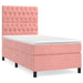 Pat box spring cu saltea, roz, 100x200 cm, catifea - WALTI WALTI
