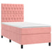 Pat box spring cu saltea, roz, 100x200 cm, catifea - WALTI WALTI