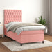 Pat box spring cu saltea, roz, 100x200 cm, catifea - WALTI WALTI