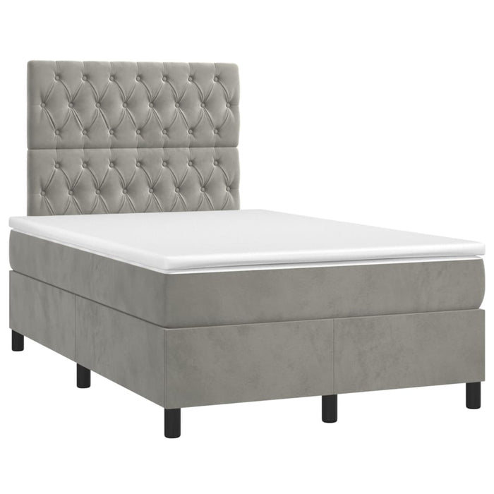 Pat continental cu saltea, gri deschis, 120x200 cm, catifea - WALTI WALTI