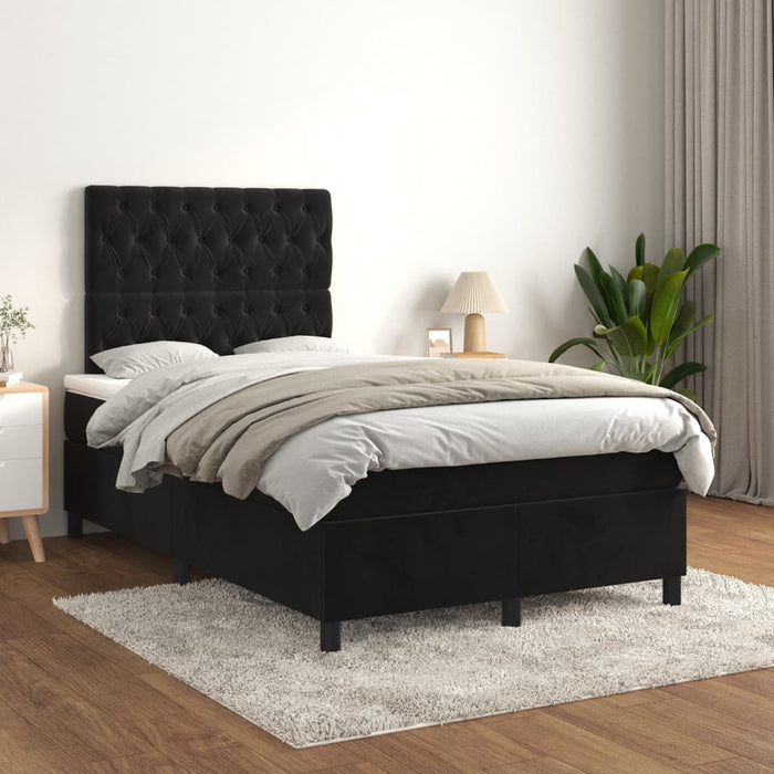 Pat box spring cu saltea, negru, 120x200 cm, catifea - WALTI WALTI