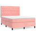 Pat box spring cu saltea, roz, 140x190 cm, catifea - WALTI WALTI