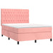 Pat box spring cu saltea, roz, 140x190 cm, catifea - WALTI WALTI
