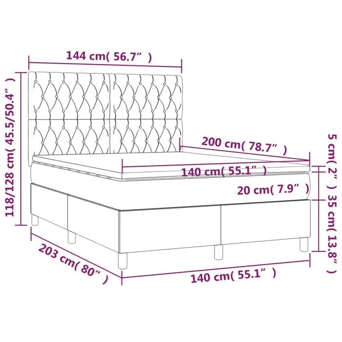 Pat box spring cu saltea, negru, 140x200 cm, catifea - WALTI WALTI