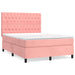 Pat box spring cu saltea, roz, 140x200 cm, catifea - WALTI WALTI
