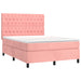 Pat box spring cu saltea, roz, 140x200 cm, catifea - WALTI WALTI