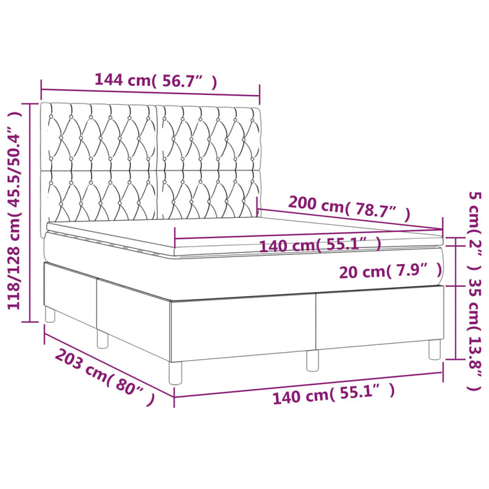 Pat box spring cu saltea, roz, 140x200 cm, catifea - WALTI WALTI