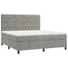 Pat box spring cu saltea, gri deschis, 160x200 cm, catifea - WALTI WALTI