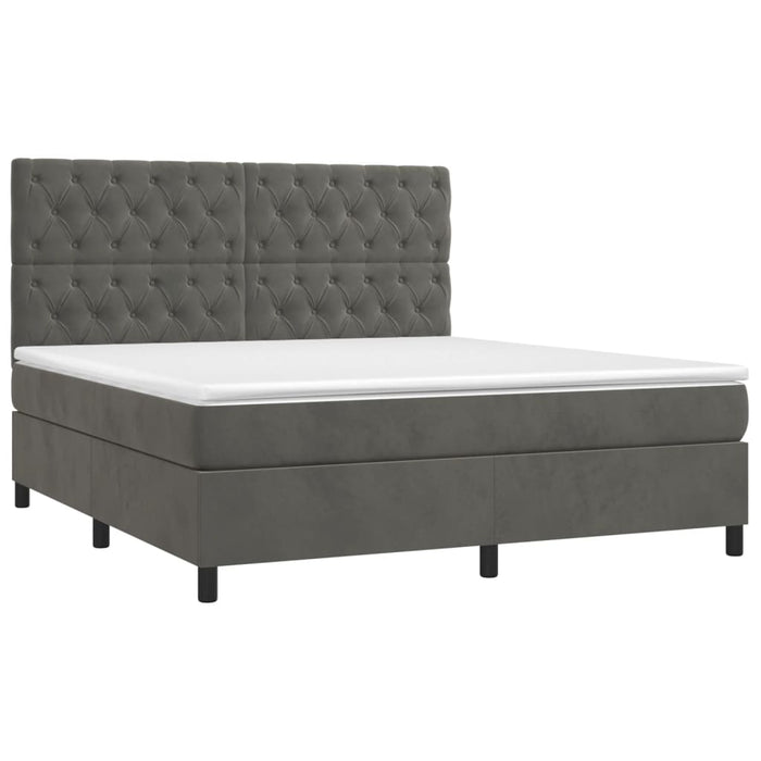 Pat box spring cu saltea, gri închis, 160x200 cm, catifea - WALTI WALTI