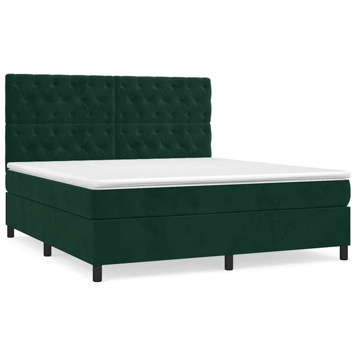 Pat box spring cu saltea, verde închis, 160x200 cm, catifea - WALTI WALTI