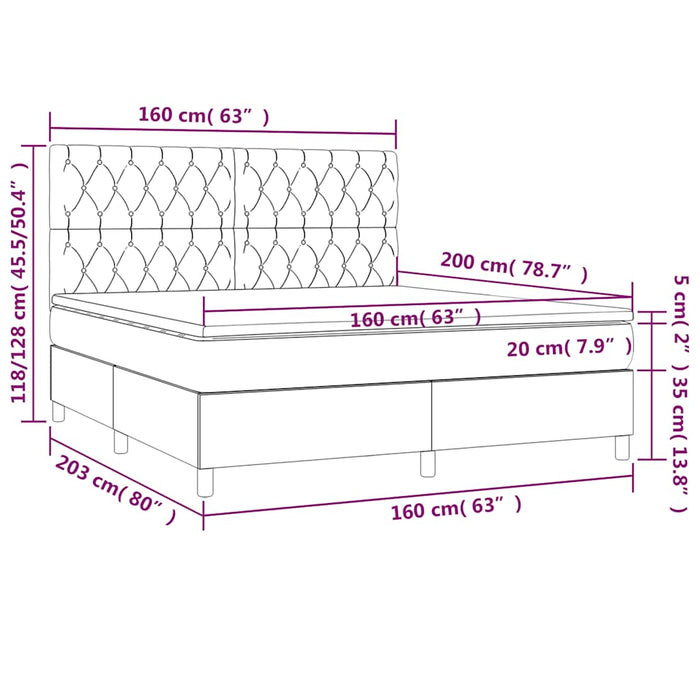 Pat box spring cu saltea, verde închis, 160x200 cm, catifea - WALTI WALTI