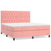Pat box spring cu saltea, roz, 160x200 cm, catifea - WALTI WALTI