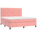 Pat box spring cu saltea, roz, 160x200 cm, catifea - WALTI WALTI