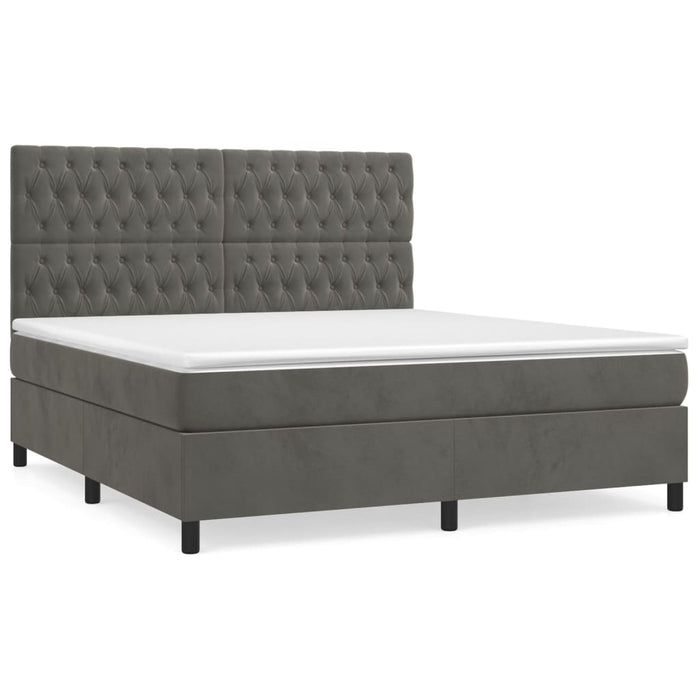 Pat box spring cu saltea, gri închis, 180x200 cm, catifea - WALTI WALTI