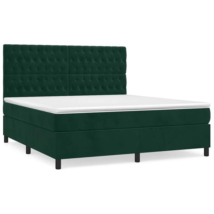 Pat box spring cu saltea, verde închis, 180x200 cm, catifea - WALTI WALTI