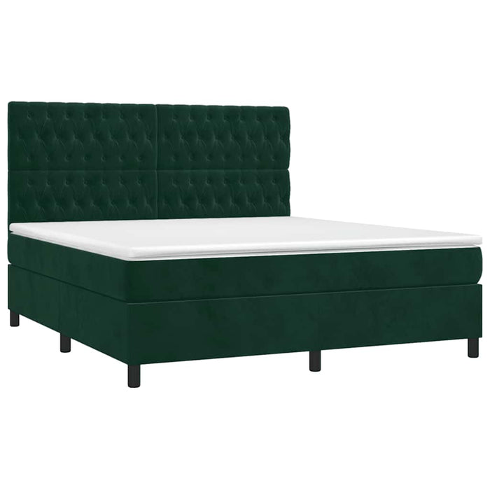Pat box spring cu saltea, verde închis, 180x200 cm, catifea - WALTI WALTI